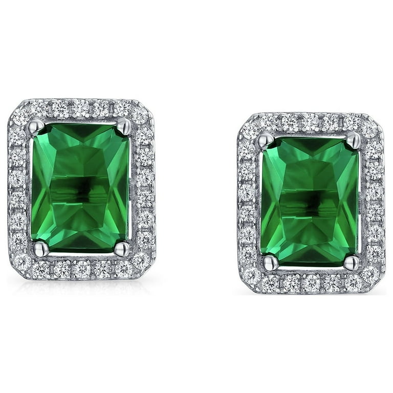 Sterling Silver 11mm White And Green CZ Halo Post Earrings Sterling Silver 11mm White And Green CZ Halo Post Earrings