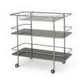 thumbnail image 6 of Metal Bar Car with Glass,Black+Silver Glass Furniture Dining Kitchen Islands Carts, 6 of 11