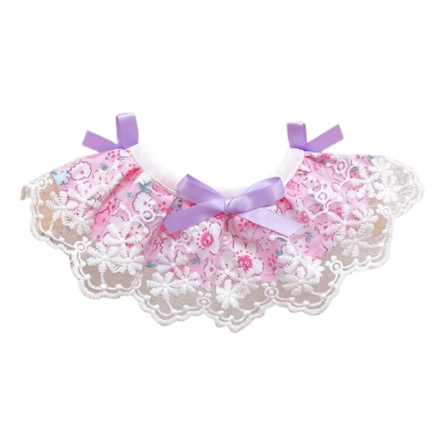 LYMAYTER Bib Soft Comfortable Exquisite Eye-catching Bowknot Floral Print Pet Dog Lace Neck Scarf Daily Collocation Pet Neckerchief