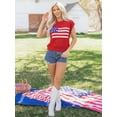 thumbnail image 6 of Women's Fiery Red Flag Knit Sweater Top - Short Sleeve Casual Summer Round Neck, XL, 6 of 12