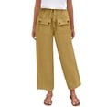 thumbnail image 1 of Linen Pants for Women with Elastic Waist and Drawstring, Solid Color Casual Trousers with Side Pockets for Daily Wear, 1 of 7
