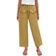 thumbnail image 1 of Pantalones Elásticos de Cintura para Mujeres Pantalones Largos de Cordón de Mezcla de Lino Sólido con Bolsillos Laterales Casual, Pantalones de Lino de Mujer con Bolsillos, 1 of 7