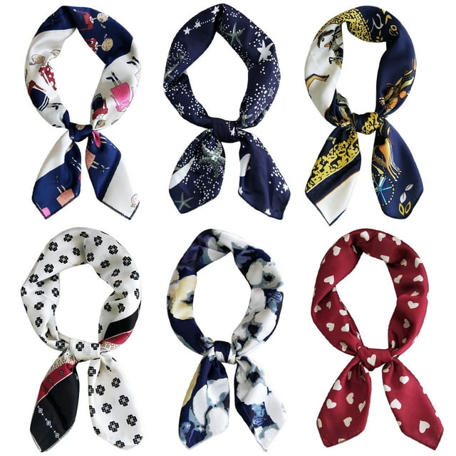 Coofit 6PCS Neck Scarf Fashion All-match Neckerchief Scarf Head Square Scarf for Ladies