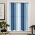 thumbnail image 4 of Navy Blue Ombre Stripe Semi Sheer Curtains Drapes for Living Room, Bedroom, French Doors Window 108 Inches Long, Farmhouse Simple Striped Rod Pocket Chiffon Curtain Drapery Voile Draperies Panel, 4 of 6