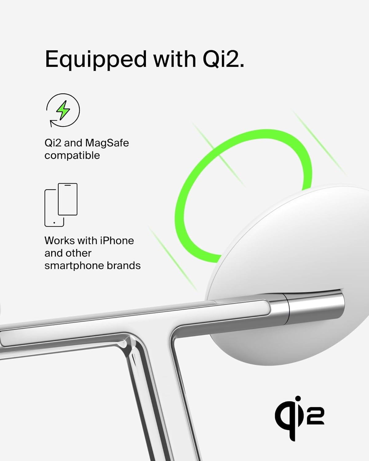 Open Box Belkin MagSafe Charger Compatible 3-in-1 Wireless Charging Stand 15W - Qi2-Certified Wireless Charger, Fast Charging iPhone Charger for iPhone 16, AirPods, Apple Watch, & More (PSU Included) - White