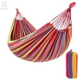 thumbnail image 2 of Gustave Camping Hammock 2 Person Brazilian-Style Nylon Hammock Bed with Portable Carrying Bag & 2 Ropes for Travel Patio Porch Garden Backyard, Support 551lbs (Rainbow), 2 of 11