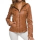 thumbnail image 1 of Chaqueta de Motociclista de con Capucha Desmontable y Mangas Largas, Acolchada, Ajustada y con Cremallera para Mujer Marrón XXL, 1 of 10