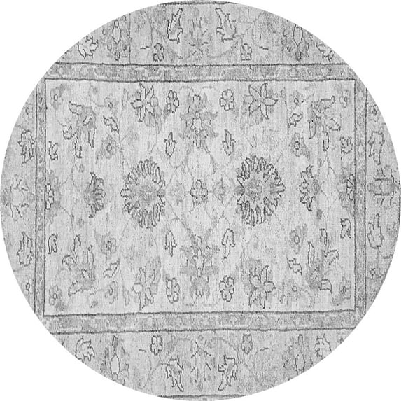Ahgly Company Indoor Round Oriental Gray Traditional Area Rugs, 4' Round