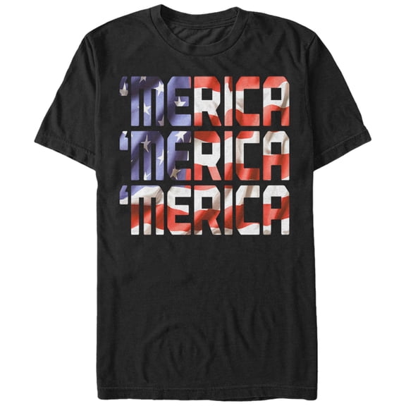 Men's Lost Gods Fourth of July Merica Flag Graphic Tee Black 5X Large