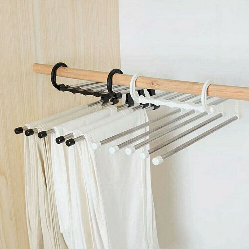 Poratble Space Save Holder Wardrobe Hanger Multi-Functional Magic Pants Rack 