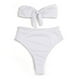 thumbnail image 1 of Conjunto de bikini bandeau con estampado floral para mujer, traje de baño sexy con nudo frontal y corte alto sin tirantes, 1 of 5