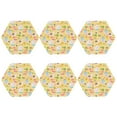 thumbnail image 2 of Pofeuu Summer Animals Print Leather Coasters Set of 6, Round Cups Mugs Mat Pad for Home Kitchen Heat Resistant Drink Coasters,Hexagon, 2 of 7
