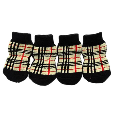 4Pcs Pet Dog Socks Slip Knit Weave Cat Puppy Indoor Bottom Sock - As the picture show, XL