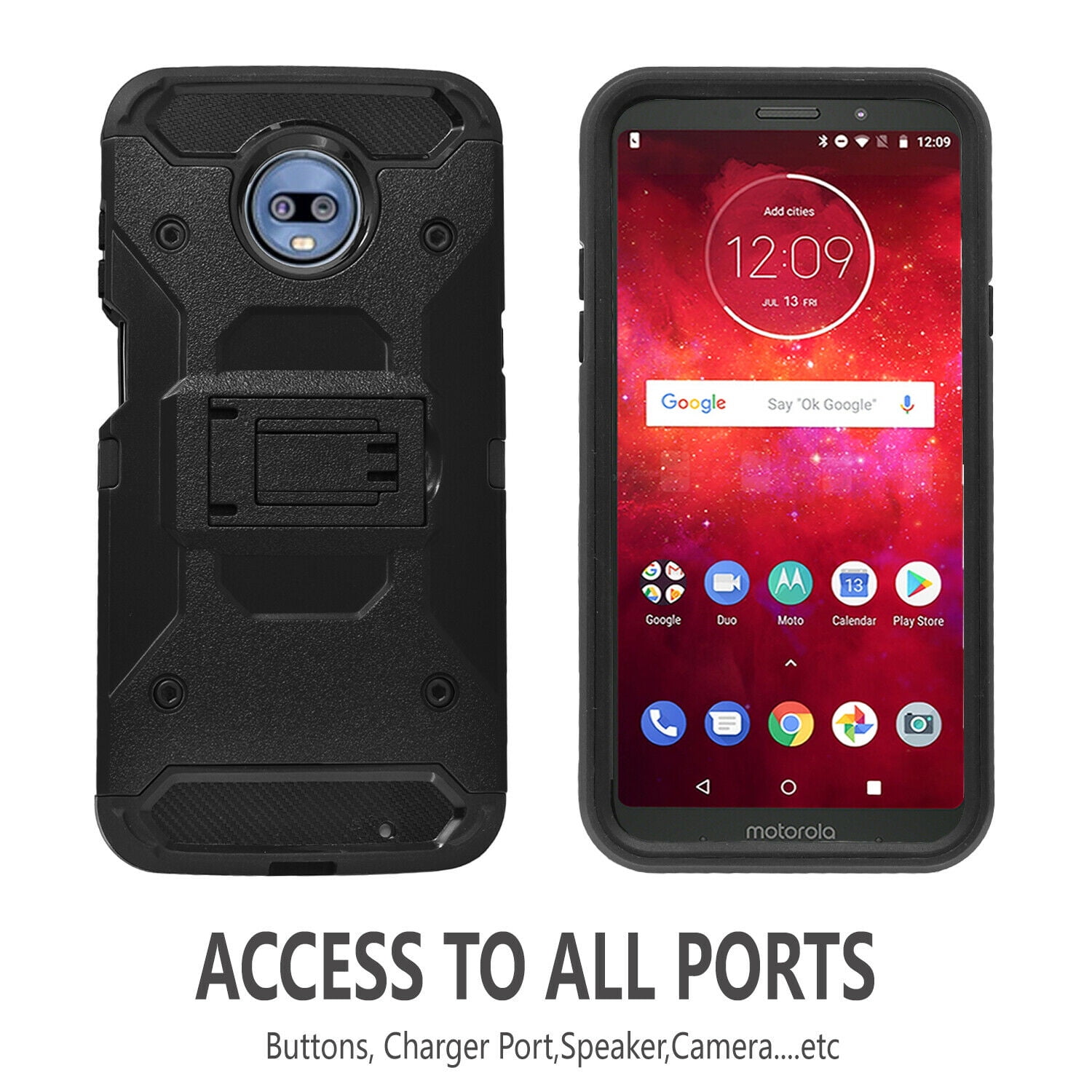 Motorola Moto Z4/Z4 Play Case, Full Cover Heavy Duty Dual Layers Phone Cover with