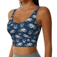 thumbnail image 2 of Haiem Sea octopus Pattern Womens Sports Bra - U Neck Padded Low Impact Yoga Bra Workout Crop Top Gym Moisture-Wicking Workout Vest-Medium, 2 of 8