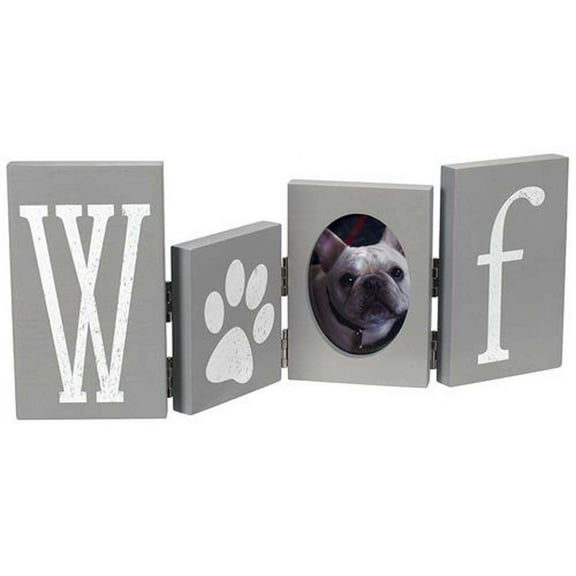 Malden Int Designs Woof 3.25x4.25 Love Letters Accordion Hinged Gray Decor Frame