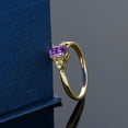 thumbnail image 4 of Gem Stone King 14K Yellow Gold Purple Amethyst and Diamond Engagement Ring for Women | 0.35 Cttw | Oval 6X4MM | Gemstone Birthstone | Available in Size 5, 6, 7, 8, 9, 4 of 5