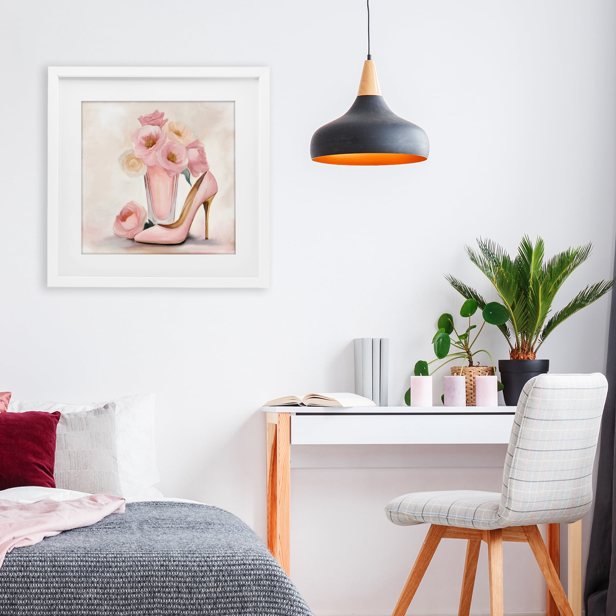 Stupell Industries Pink Beauty Bouquet White Framed Print Under Glass, design by Kim Allen