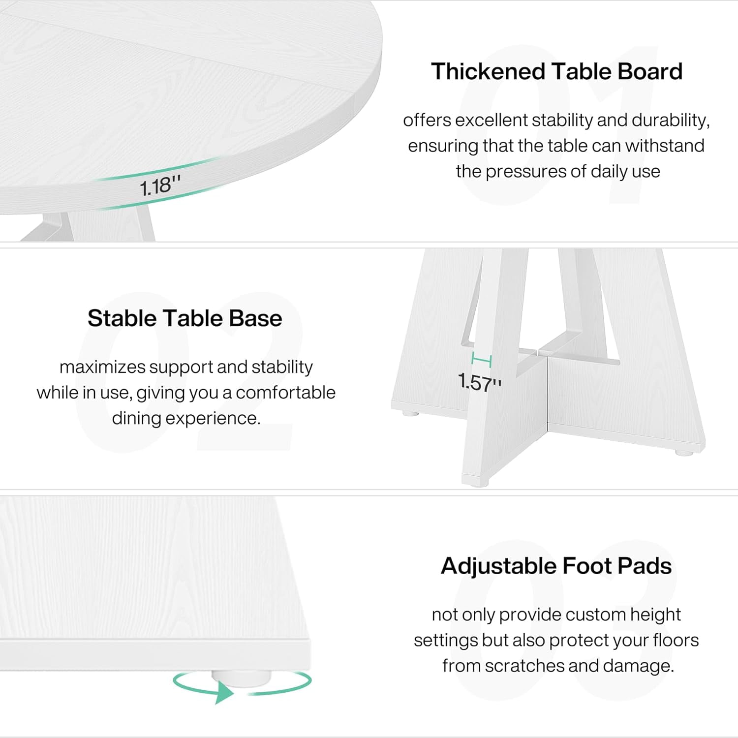 Round Dining Table Wood Kitchen Table for Dining Room Living Room, 47 in Dinning Room Tables for 4-6