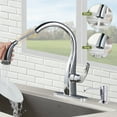 thumbnail image 3 of Wowow Pull Down Kitchen Faucet with Dual Function Sprayer,Single Handle Gooseneck Chrome Kitchen Faucet with Soap, 3 of 6