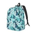 thumbnail image 2 of Balery Blue Floral with Butterflies Vintage Canvas Backpack for Men and Women - Large Capacity, Durable Travel Laptop Bag for School, Work, Hiking, and Outdoor Activities, 2 of 7