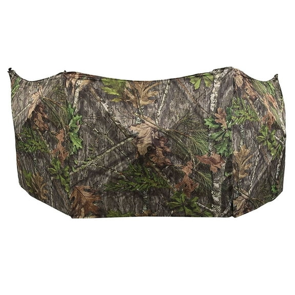 Ameristep Throwdown Ground 3D Leafy Die-Cut Camo Ultra-Compact Easy-Setup Three-Panel Low-Noise Run-And-Gun 2-Person Hunting Blind, Mossy Oak Obsession