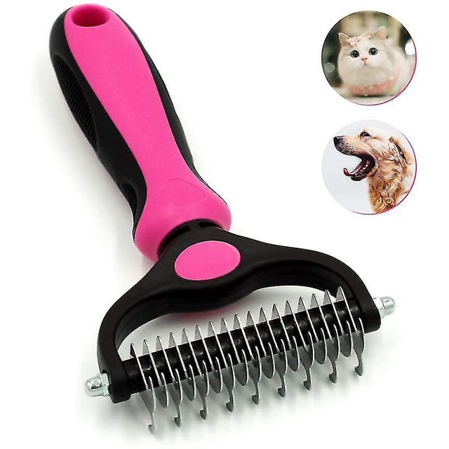 Herramienta de aseo para mascotas: rastrillo de capa inferior de 2 caras compatible con perros y gatos, seguro y efectivo Demattin ShuxiuWang 8390606332349