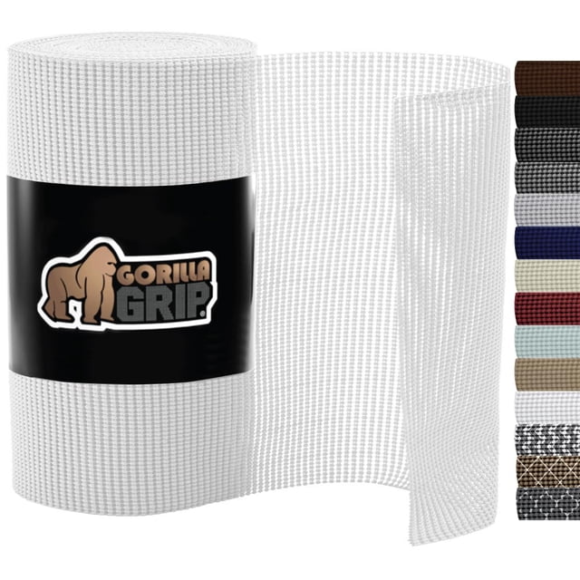 Gorilla Grip Revestimiento para estantes y gabinetes para cajones, revestimientos gruesos y resistentes, no adhesivos, protegen los gabinetes de cocina y los cajones del baño, fácil de instalar, tapet