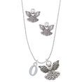thumbnail image 1 of Delight Jewelry Silvertone Number - 0 - Silver tone Guardian Angel Charm Necklace and Stud Earrings, 1 of 4