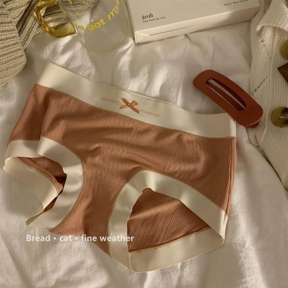 YWDJ Cotton Breathable Lightweight No Show Naked Seamless Underwear Cotton Thread Comfortable Breathable Briefs Orange L