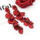 thumbnail image 3 of RV 6 piezas de pendientes de borla de pétalos de rosa roja, pendientes nupciales de Año Nuevo para mujer Rojo Verde, 3 of 5