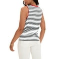 thumbnail image 3 of ATHLECHIC Women's Tank Top Striped Color Block Side Slits Crew Neck Summer Sleeveless Tops S White Red, 3 of 5
