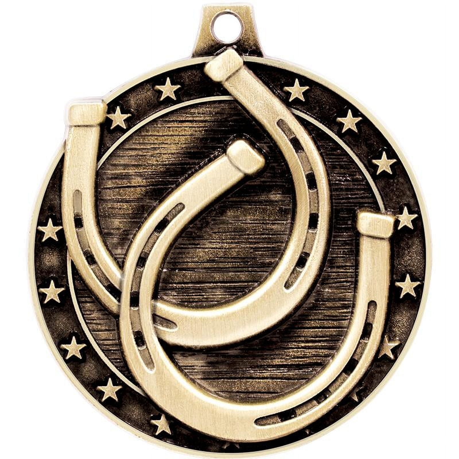 Horseshoe Medals, 2" Gold Diecast Horseshoe Medal Award 100 Pack