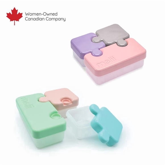 Melii 2 pack Puzzle Bento Box Container for Kids, 3 compartments