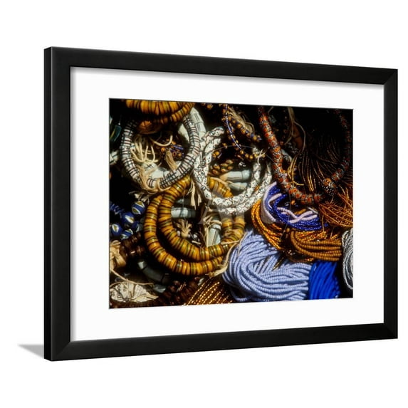 Detail of Beads for Jewelry Making, Makola Market, Accra, Ghana Framed Print Wall Art by Alison Jones Sold by Art.Com