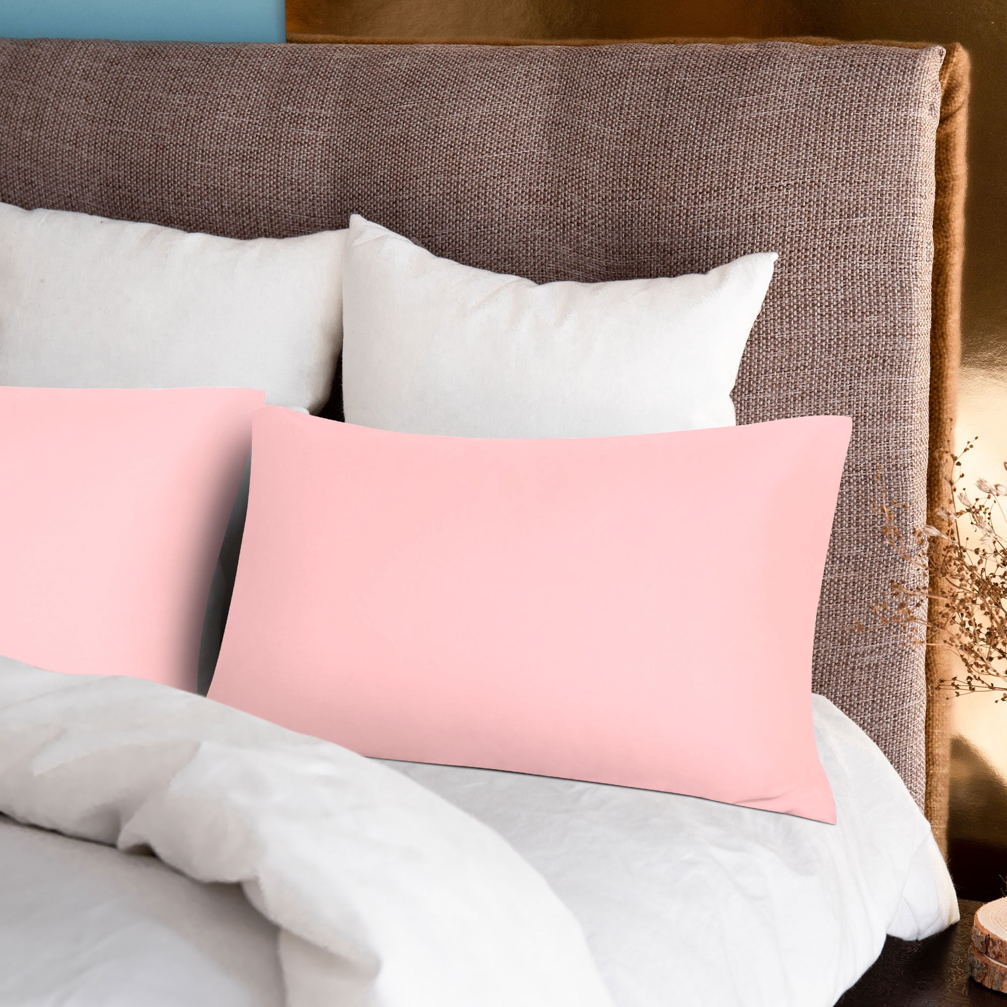 Unique Bargains 6 Piece Breathable Egyptian Cotton Pillow Case Cover Coral Pink Queen