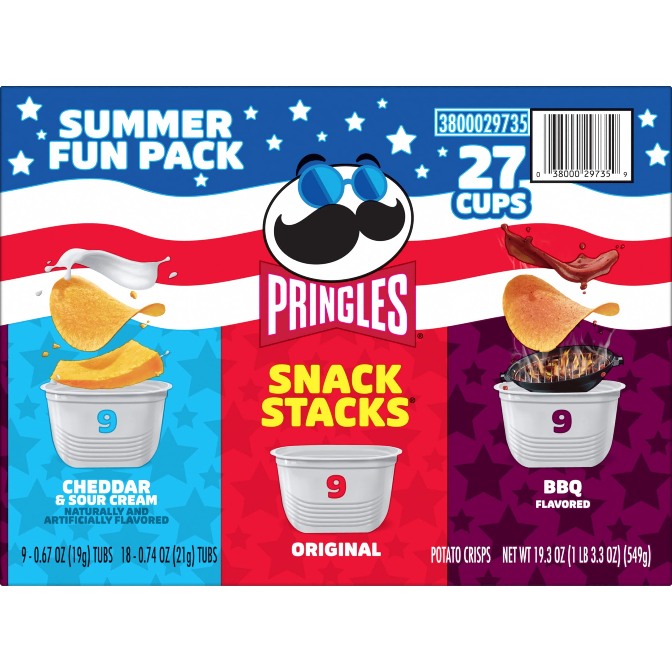 Pringles Variety Pack Potato Crisps Chips, Lunch Snacks, 27 Count