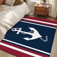 thumbnail image 4 of Navy Blue Red Stripe Runner Rug 2.7x5 FT, Non Slip Entryway Carpet, Coastal Nautical Anchor Farmhouse Washable Soft Floor Carpet Entrance Mat Non-Shedding Throw Rug for Hallway Laundry Room Bedside, 4 of 9