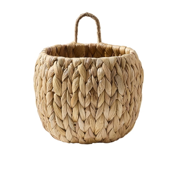 Home Decor Collection 8" Faux Rattan Wall Hanging Basket Plantar with Handle