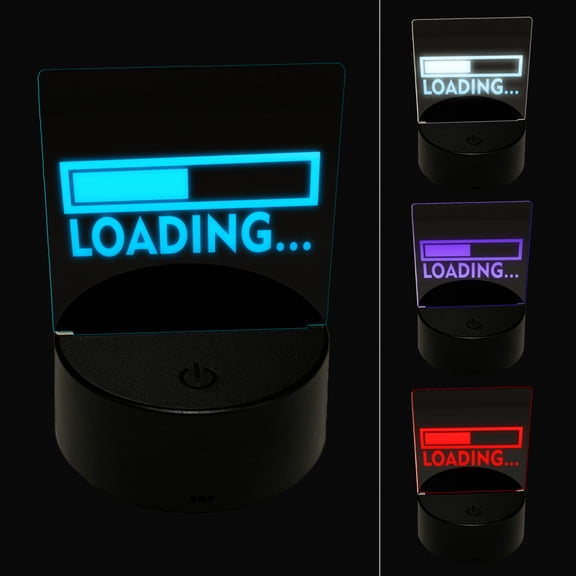 Loading Funny Slow Lazy LED Night Light Sign 3D Illusion Desk Nightstand Lamp