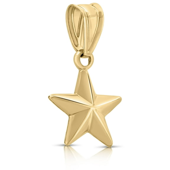 Art and Molly Real 14K Yellow Gold Small Puff Star Celestial Pendant