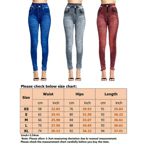 MAWCLOS Women Fake Jeans High Waist Look Print Jeggings Butt Lifting Denim  Printed Leggings Tight Workout Tummy Control Pencil Pants Blue XS