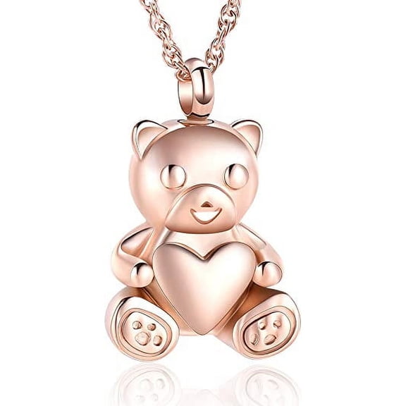 Teddy Bear Cremation Urn Nekclaces Ashes Jewelry for Men Women Heart Memorial Urn Keepsake Locket Pendant Ash Holder