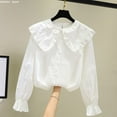 thumbnail image 5 of LYHao Kids Girls Long Sleeve Blouses Kids Elegant Ruffled Button Down Shirts School Tops Sizes 3-4 Years(White), 5 of 7