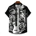 thumbnail image 2 of Camisa hawaiana con estampado 3D de música, guitarra de piano, camisa holgada en blanco y negro para hombre, blusa informal de verano para fiesta en la playa y la calle, 2 of 5
