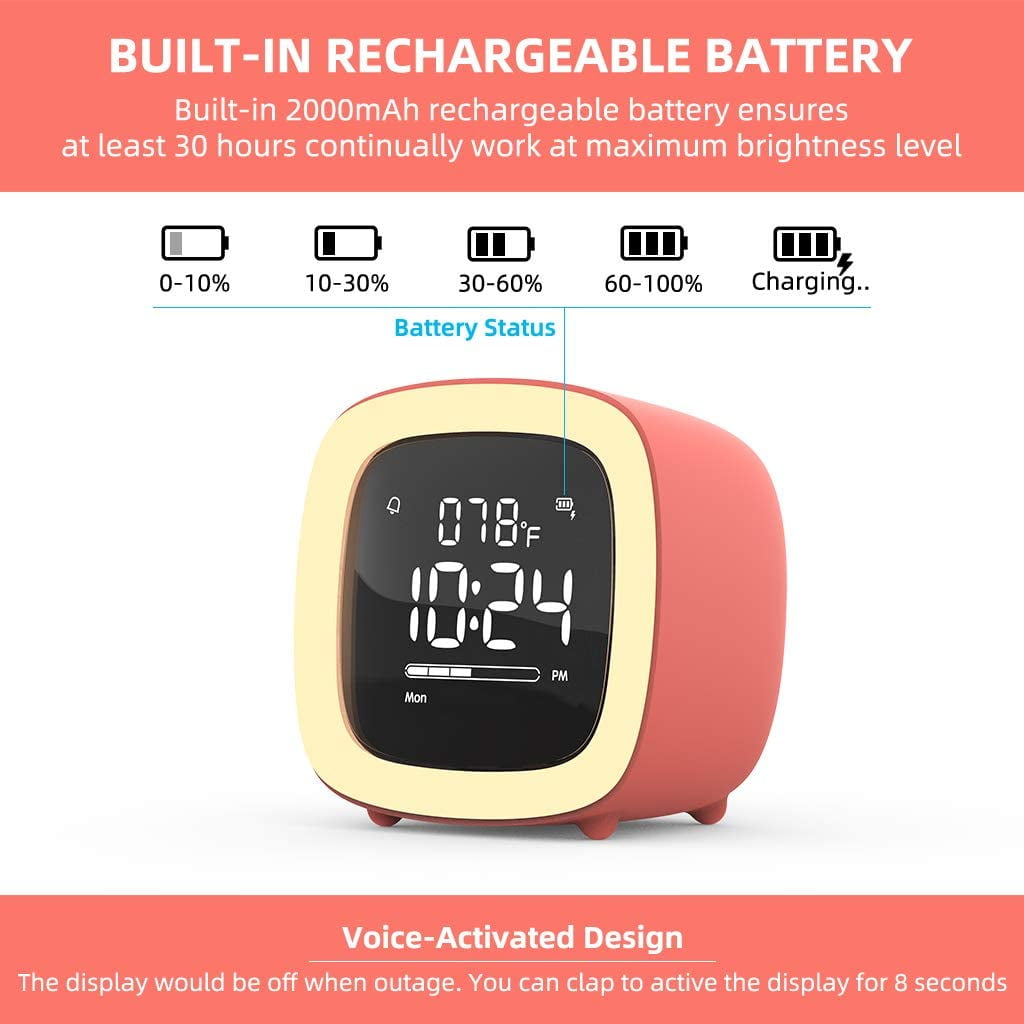 Alarm Clock For Kids, Digital Alarm Clock Cube Wake Up Clocks With