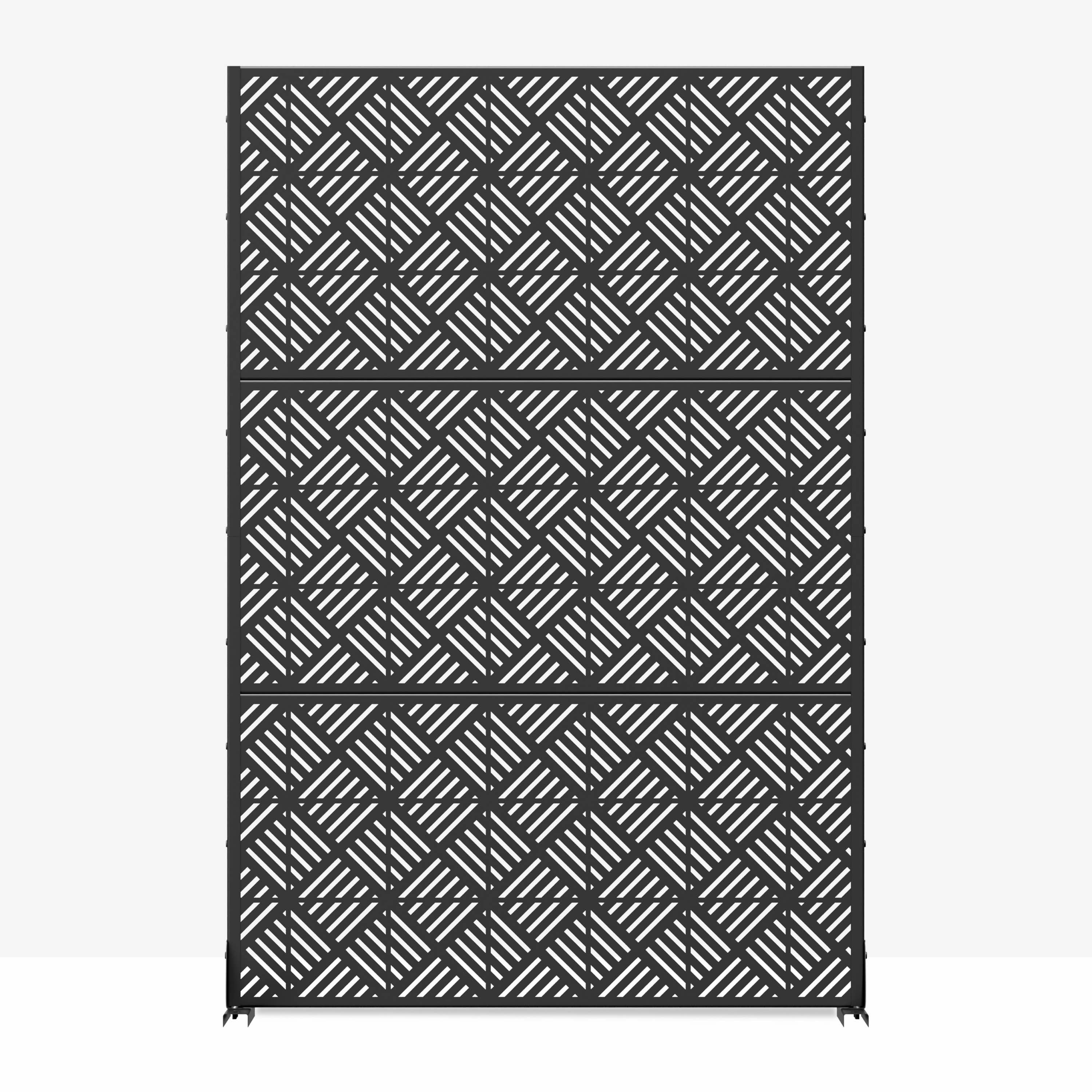 MAYEERTY 72x47x16 Inch Black 5-Grid Woven Galvanized Steel Privacy Screen for Outdoor Garden