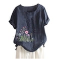 thumbnail image 1 of Camiseta Casual de Manga Corta con Botón de Cuello Redondo de las Mujeres, Tops Cortos para las Mujeres, 1 of 3
