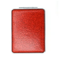 Unique Bargains 1 Pc Women Rectangular Double-sided Makeup Mirror for Travel Vacation Red Aluminum Mirror PU Leather