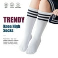 thumbnail image 5 of Kids Soccer Socks Toddler Soccer Socks Girls Boys Soccer Socks Kids Tube Socks with Stripes Toddler Knee High Socks 3 Pairs 4, 5 of 5